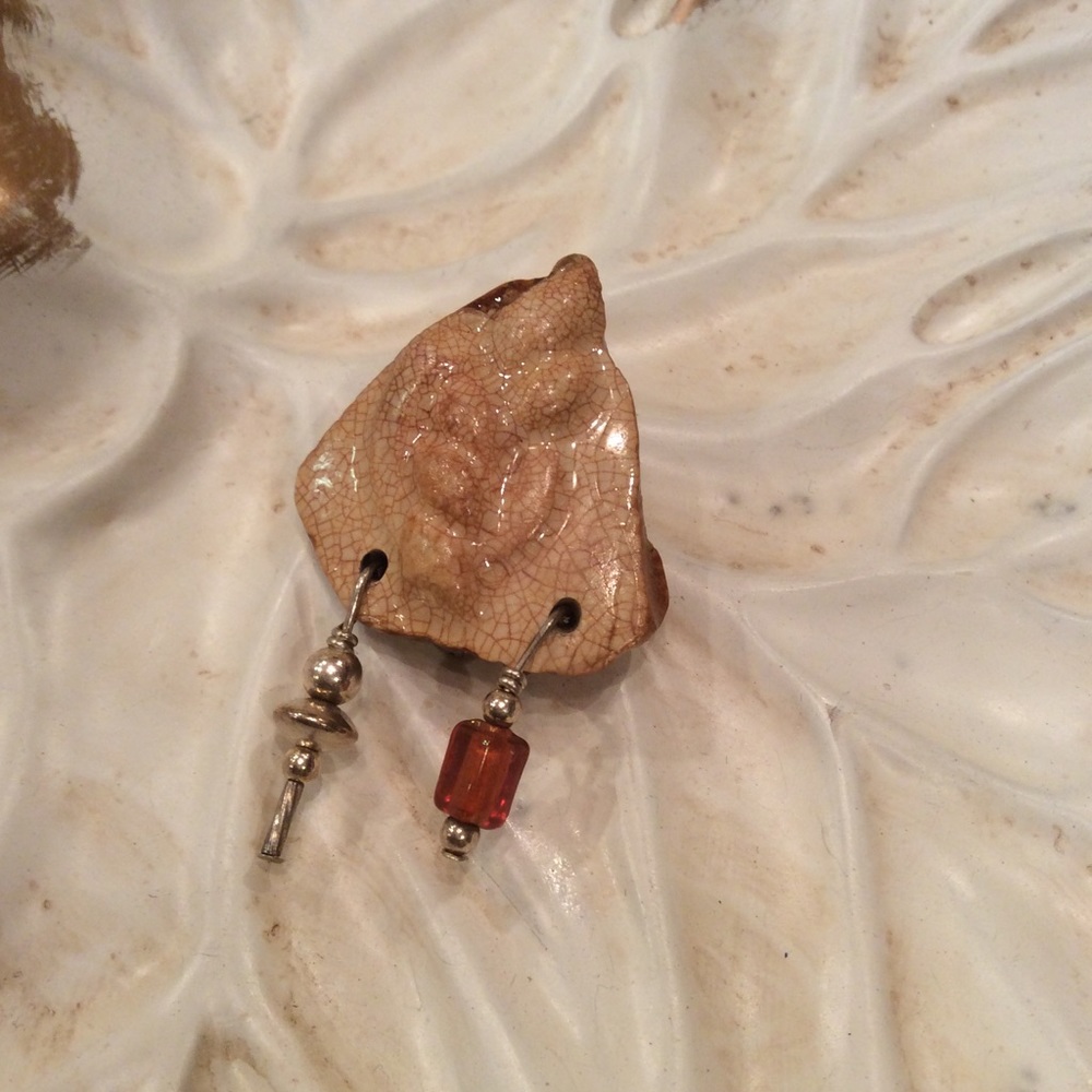 Handmade Maine sea pottery pin
